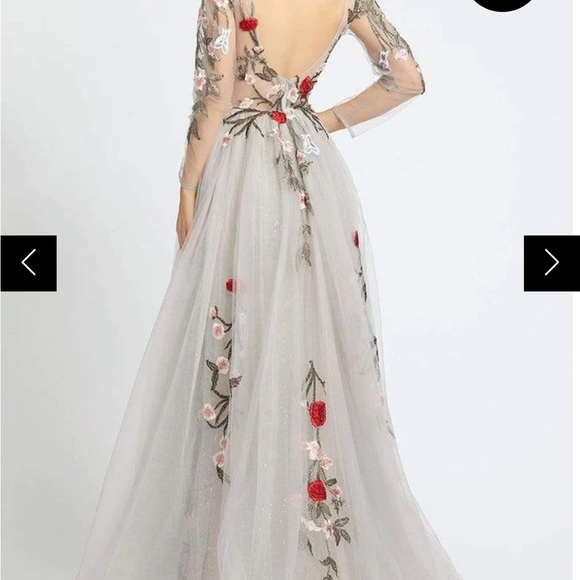 Mac Duggal Couture - 20125D Floral Embroidered Dress With Overskirt - Picture 4 of 8